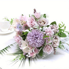 Simulated Rose Wedding Bouquet for Outdoor Garden Decor