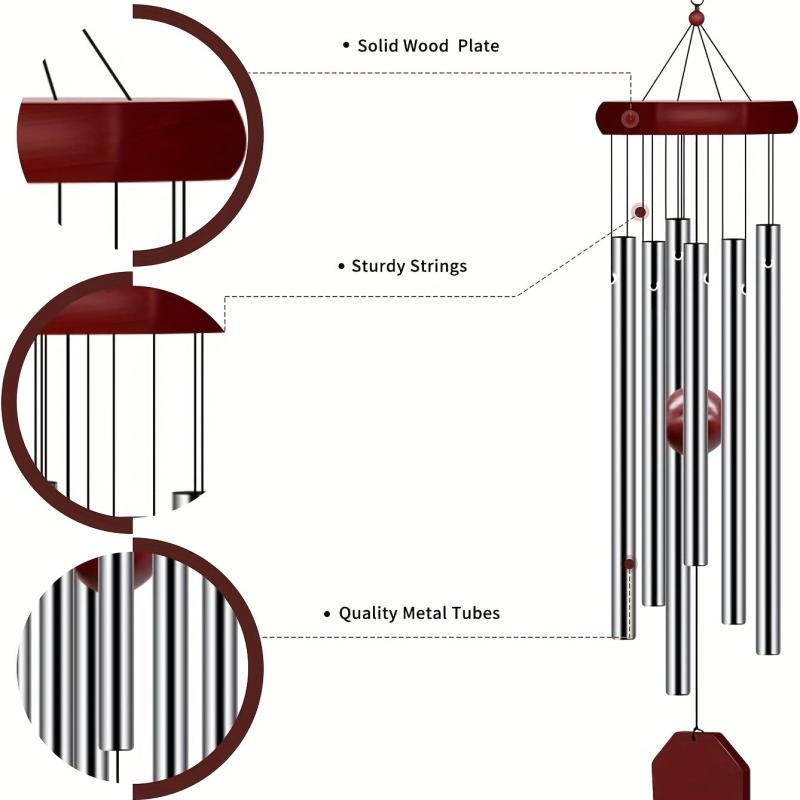 Memorial Wind Chimes Outdoor 6 Tubes Deep Sounds Relaxing Garden Yard Patio Deco