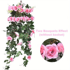 Artificial Rose Flower Rattan Real Touch Hanging Plants Wedding Decor