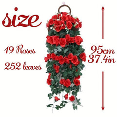 Artificial Rose Flower Rattan Real Touch Hanging Plants Wedding Decor