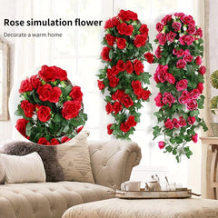Artificial Rose Flower Rattan Real Touch Hanging Plants Wedding Decor