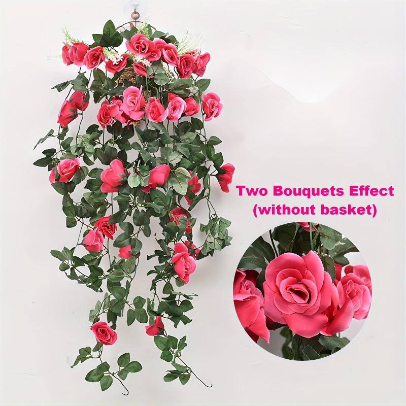 Artificial Rose Flower Rattan Real Touch Hanging Plants Wedding Decor