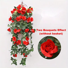 Artificial Rose Flower Rattan Real Touch Hanging Plants Wedding Decor
