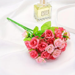 21Forks Rose Flower Small Lace Silk Bouquet Home Wedding Decoration