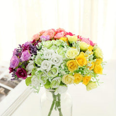 21Forks Rose Flower Small Lace Silk Bouquet Home Wedding Decoration