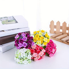 21Forks Rose Flower Small Lace Silk Bouquet Home Wedding Decoration