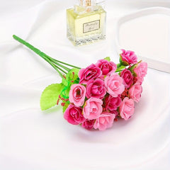 21Forks Rose Flower Small Lace Silk Bouquet Home Wedding Decoration