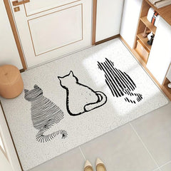 Cat Back Pattern Entrance Door Mat Anti-fouling Anti-slip Waterproof Mat