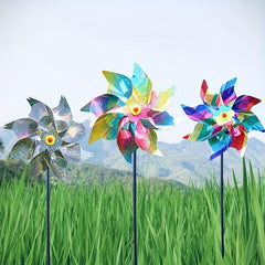 Reflective Pinwheels for Garden Decor - Set of 2