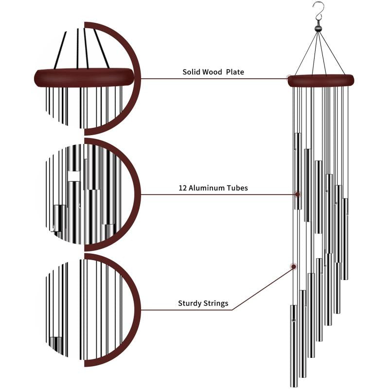 1Pc Aluminum Wind Chimes 12 Pipe