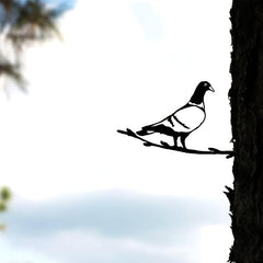 Iron Carrier Pigeon Tree Trunk Stake Fence Decor