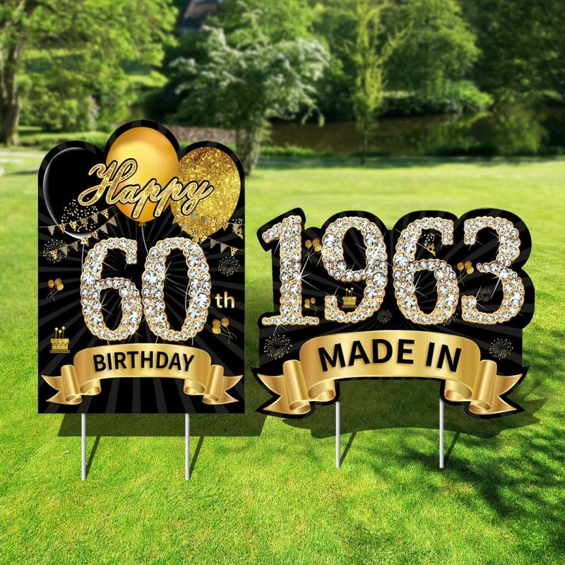 60th Birthday Yard Signs Decorations - Happy 60th Birthday & In 1963 Lawn Sign