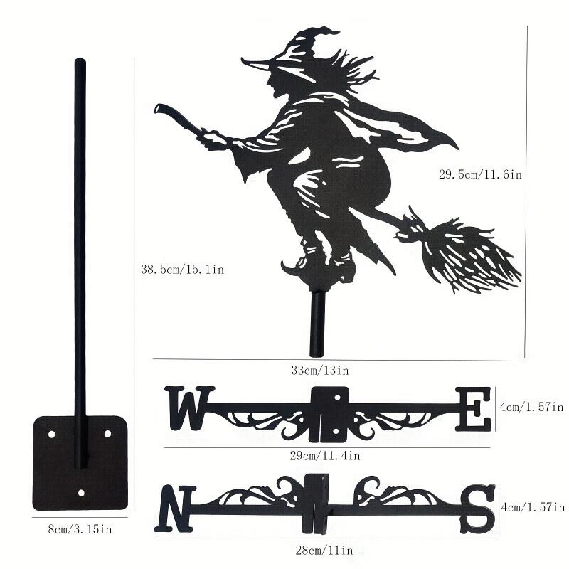 Stainless Steel Weather Vane Magic Broom Shape Metal Weathercock