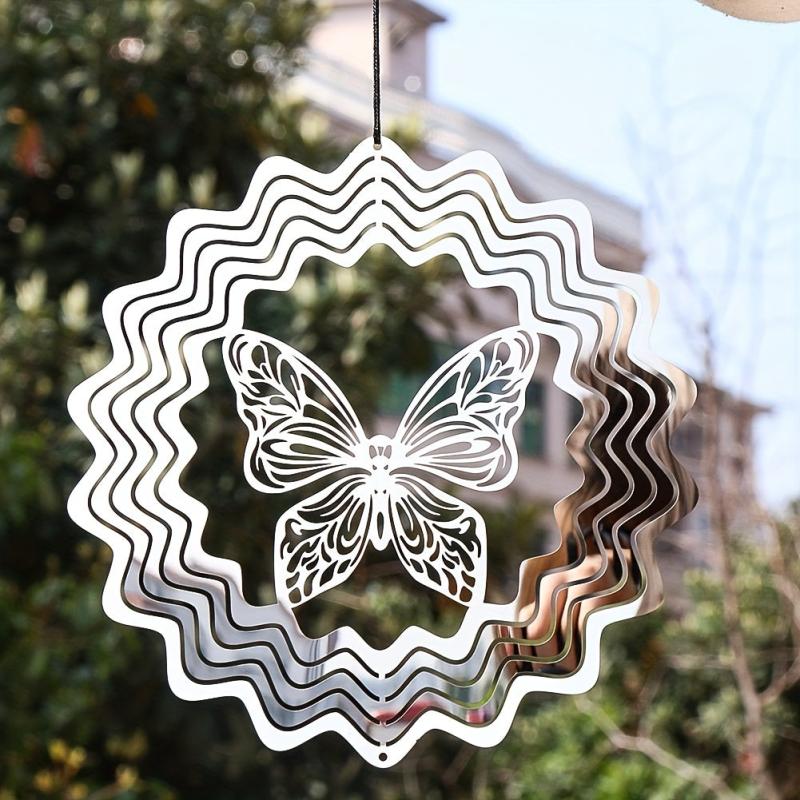 Stainless Steel Butterfly Wind Spinner Outdoor Decor
