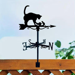 Iron Garden Cat & Mouse Wind Vane Metal Weathervane Yard Lawn Garden