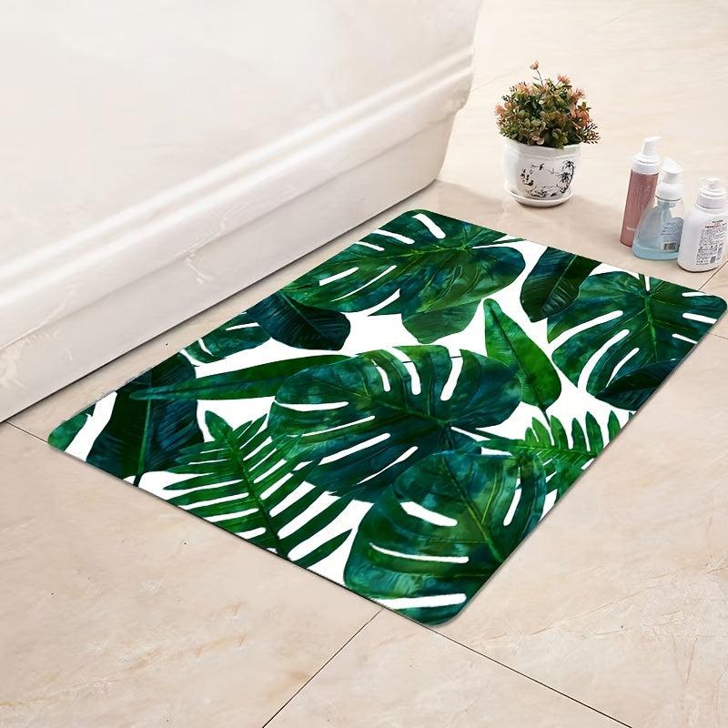 Tropical Plant Leaf Doorway Mat Indoor Non Slip Absorbent Floor Padded