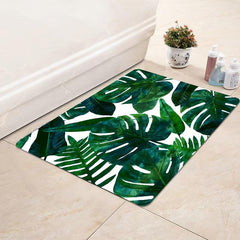 Tropical Plant Leaf Doorway Mat Indoor Non Slip Absorbent Floor Padded