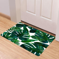 Tropical Plant Leaf Doorway Mat Indoor Non Slip Absorbent Floor Padded
