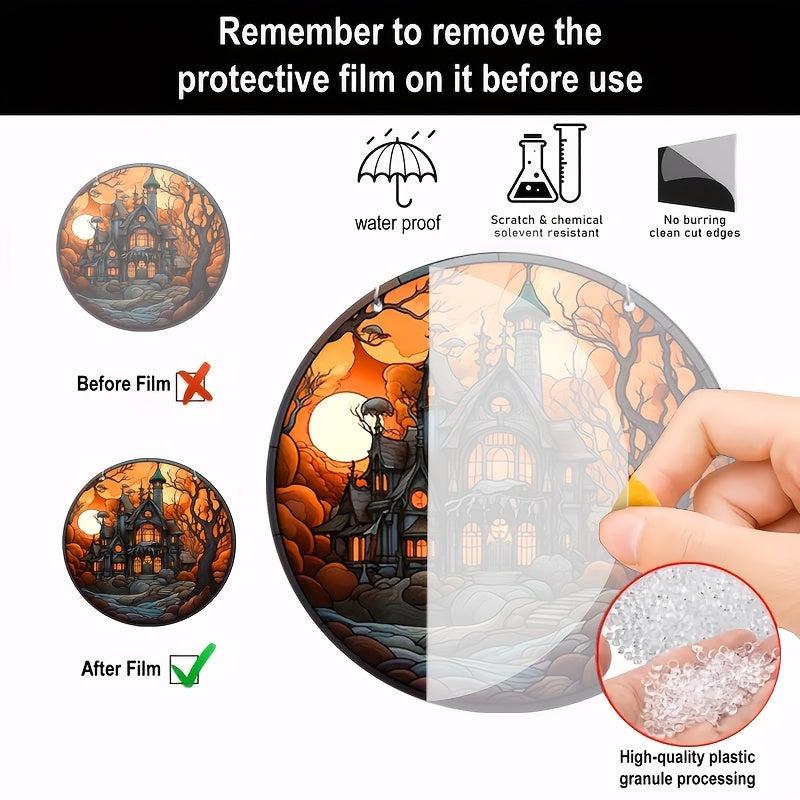 Spooky Castle Glass Window Decoration Charm for Halloween