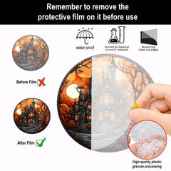 Spooky Castle Glass Window Decoration Charm for Halloween