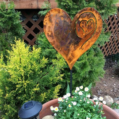 Rusted Heart Decor for Indoor/Outdoor Garden - Curly Wire - Yard Flower Bed