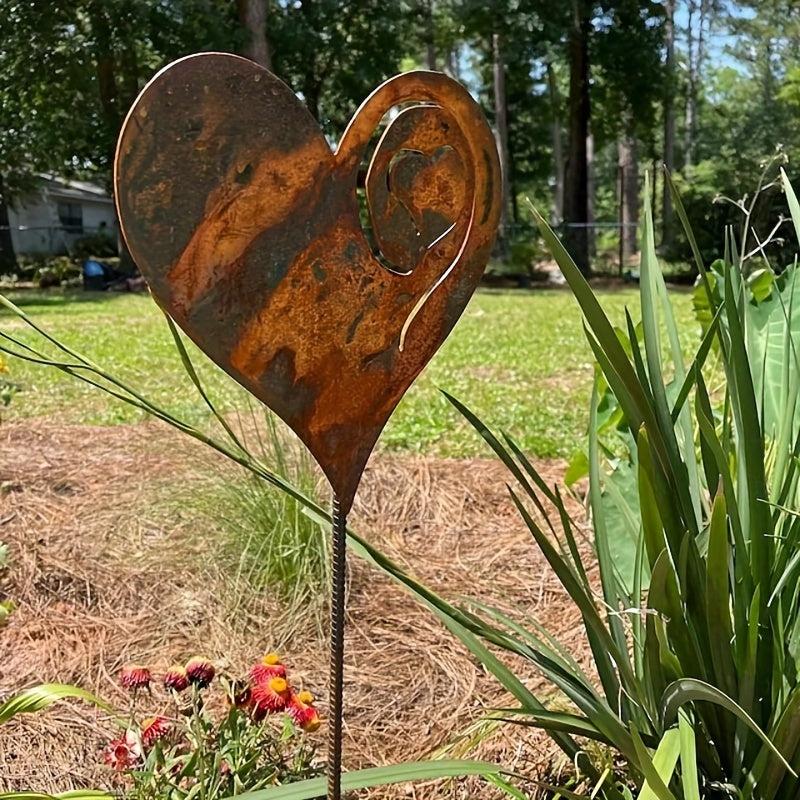 Rusted Heart Decor for Indoor/Outdoor Garden - Curly Wire - Yard Flower Bed