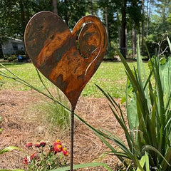 Rusted Heart Decor for Indoor/Outdoor Garden - Curly Wire - Yard Flower Bed