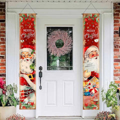 Merry Christmas Door Curtain Hanging Banner Porch Decor
