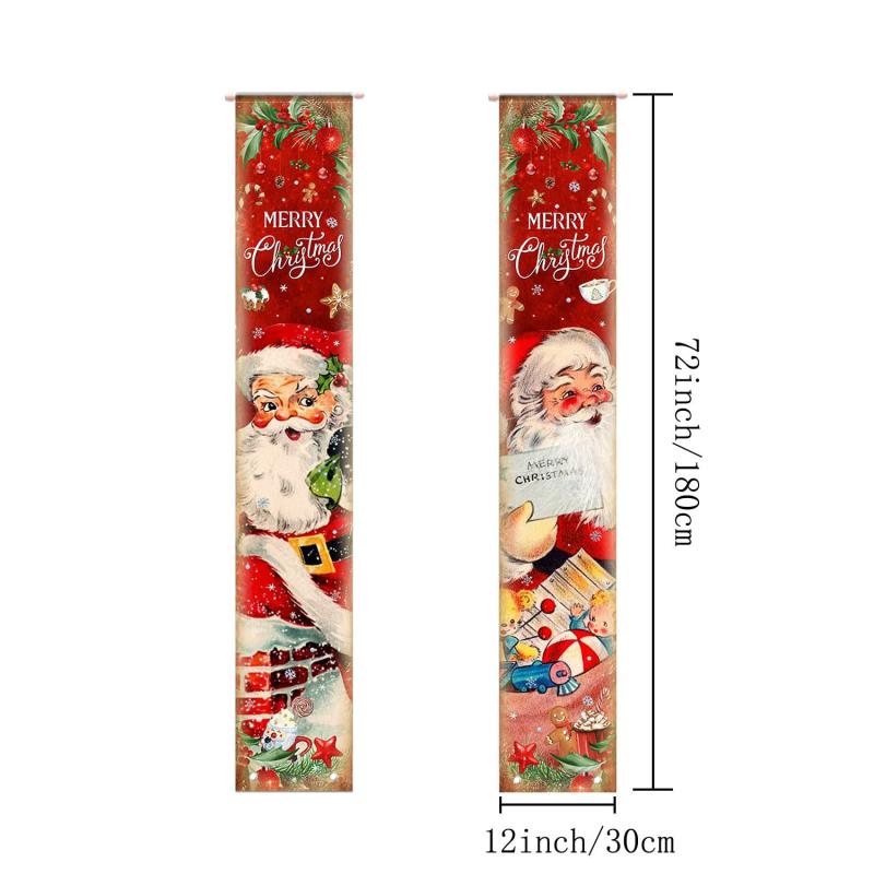 Merry Christmas Door Curtain Hanging Banner Porch Decor