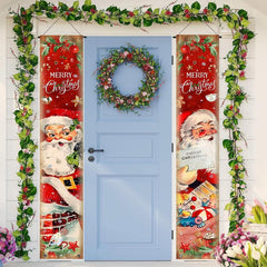 Merry Christmas Door Curtain Hanging Banner Porch Decor