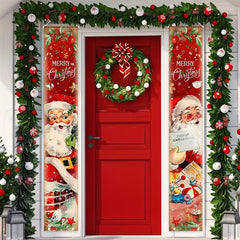 Merry Christmas Door Curtain Hanging Banner Porch Decor