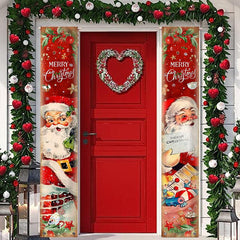 Merry Christmas Door Curtain Hanging Banner Porch Decor
