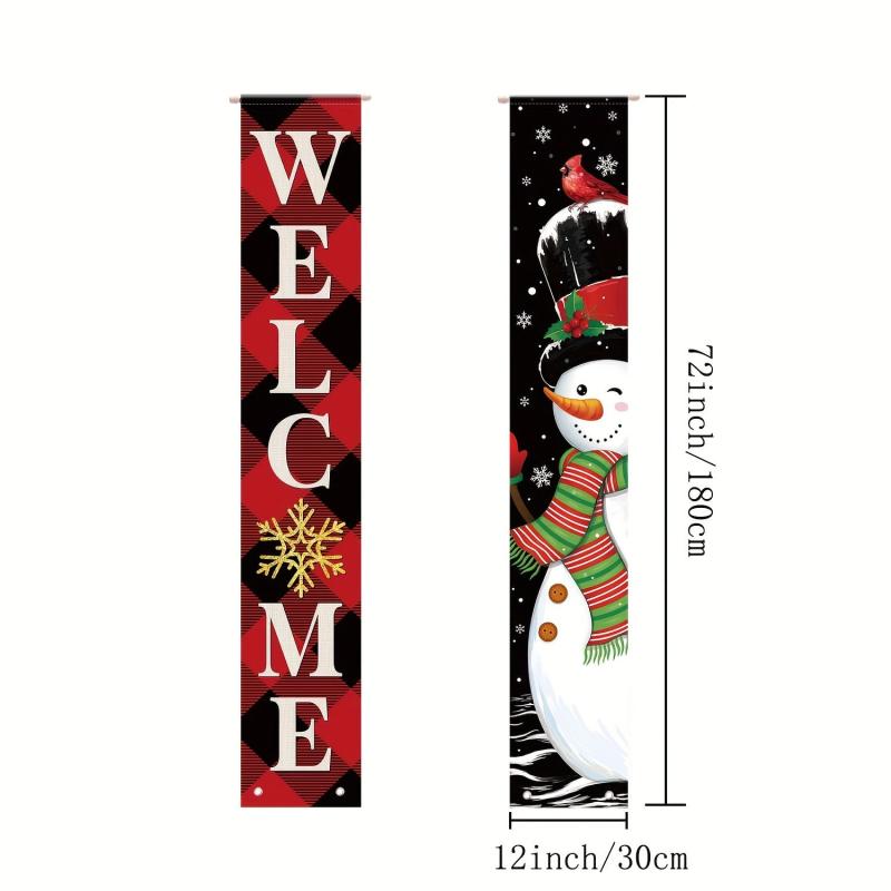 Merry Christmas Door Curtain Hanging Banner Porch Decor