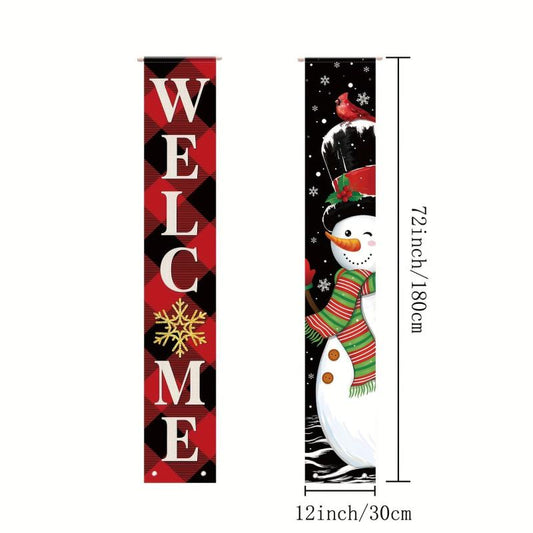 Merry Christmas Door Curtain Hanging Banner Porch Decor