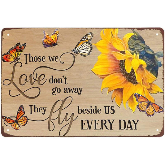 Durable Metal Sign Sunflower Butterfly Vintage Wall Decoration