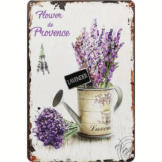 DIY Vintage Lavender Garden Metal Sign Flower Lavender Tin Sign Retro Wall Decor