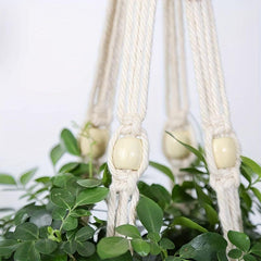 Boho Flower Pot Hanging Basket Cotton Rope Tassel Three-layer