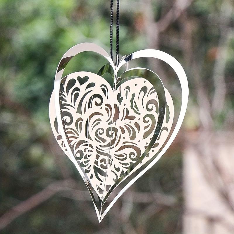 3D Beating Love Heart Rotating Wind Spinner Garden Patio Decoration