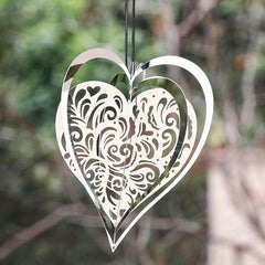 3D Beating Love Heart Rotating Wind Spinner Garden Patio Decoration