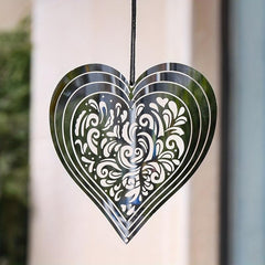 3D Beating Love Heart Rotating Wind Spinner Garden Patio Decoration