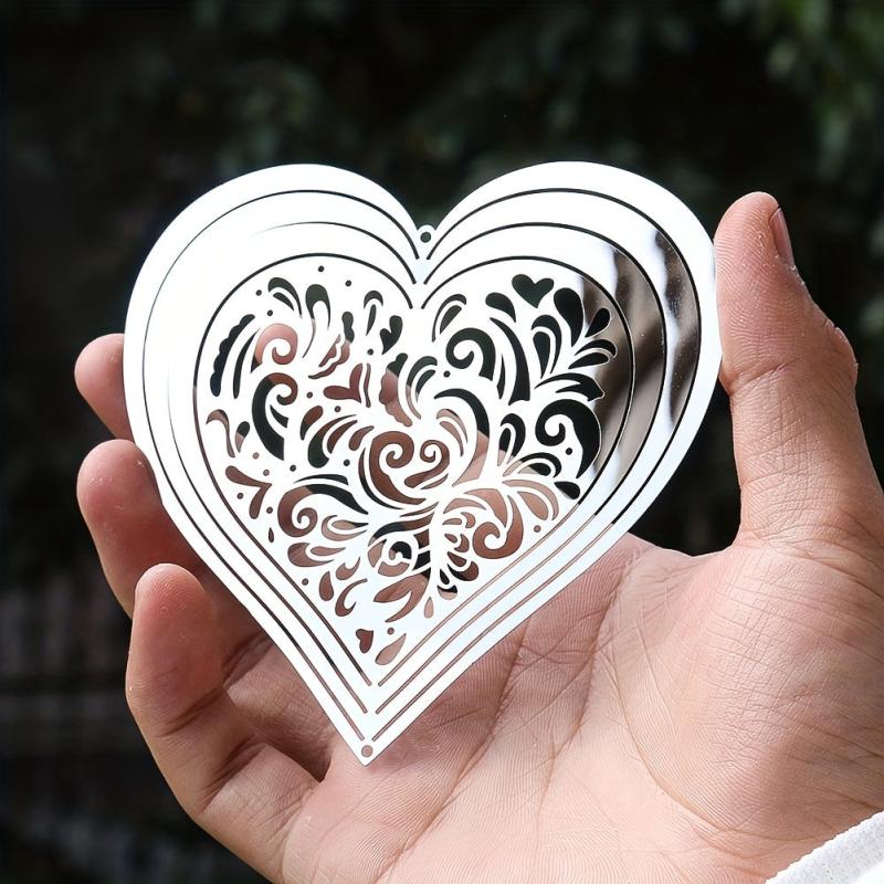 3D Beating Love Heart Rotating Wind Spinner Garden Patio Decoration