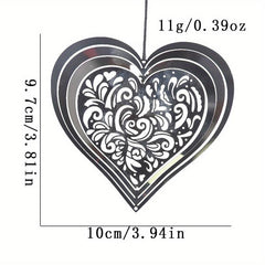 3D Beating Love Heart Rotating Wind Spinner Garden Patio Decoration