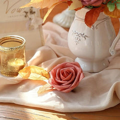 25pcs Dark Red Artificial Rose Flowers Real Touch Home Wedding Office Decor