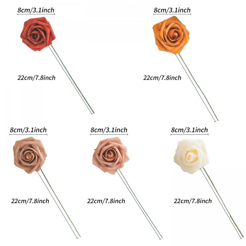 25pcs Dark Red Artificial Rose Flowers Real Touch Home Wedding Office Decor