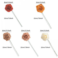 25pcs Dark Red Artificial Rose Flowers Real Touch Home Wedding Office Decor