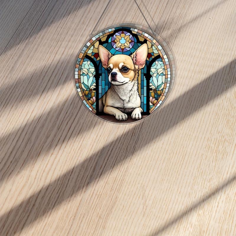 Chihuahua Window Pendant Acrylic Waterproof Wall Hanging Gift For Dog