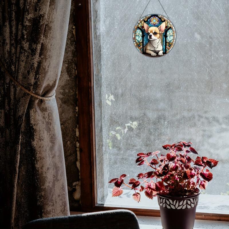 Chihuahua Window Pendant Acrylic Waterproof Wall Hanging Gift For Dog