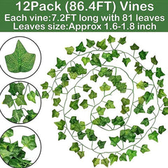 12pcs Artificial Ivy Garland 86.4 Feet Silk Leaves Greenery Home Garden Wedding
