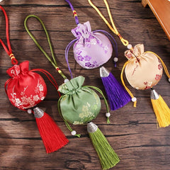 Embroidery Fragrance Sachet with Tassels for Home Room Cabinet Car Decor