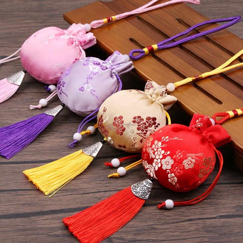 Embroidery Fragrance Sachet with Tassels for Home Room Cabinet Car Decor